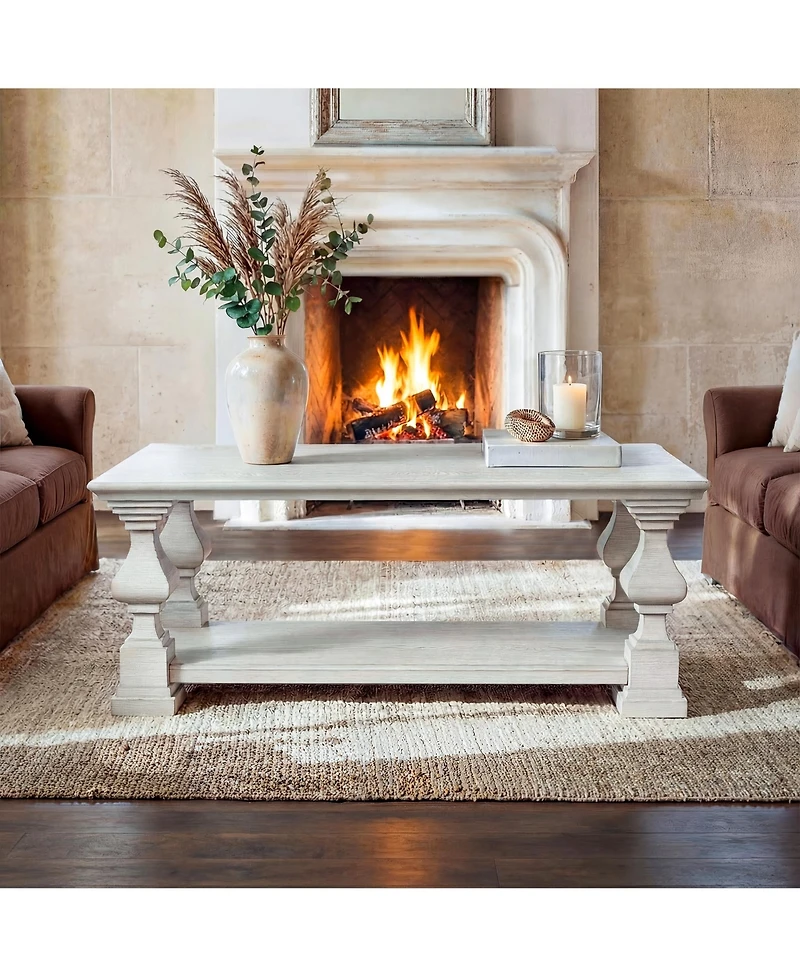 Homsee Solid Wood Coffee Table - 46.1"x22.4"x19.1" Modern Living Room Center Rustic Wood End Table Storage Ottoman