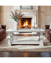 Homsee Solid Wood Coffee Table - 46.1"x22.4"x19.1" Modern Living Room Center Rustic Wood End Table Storage Ottoman