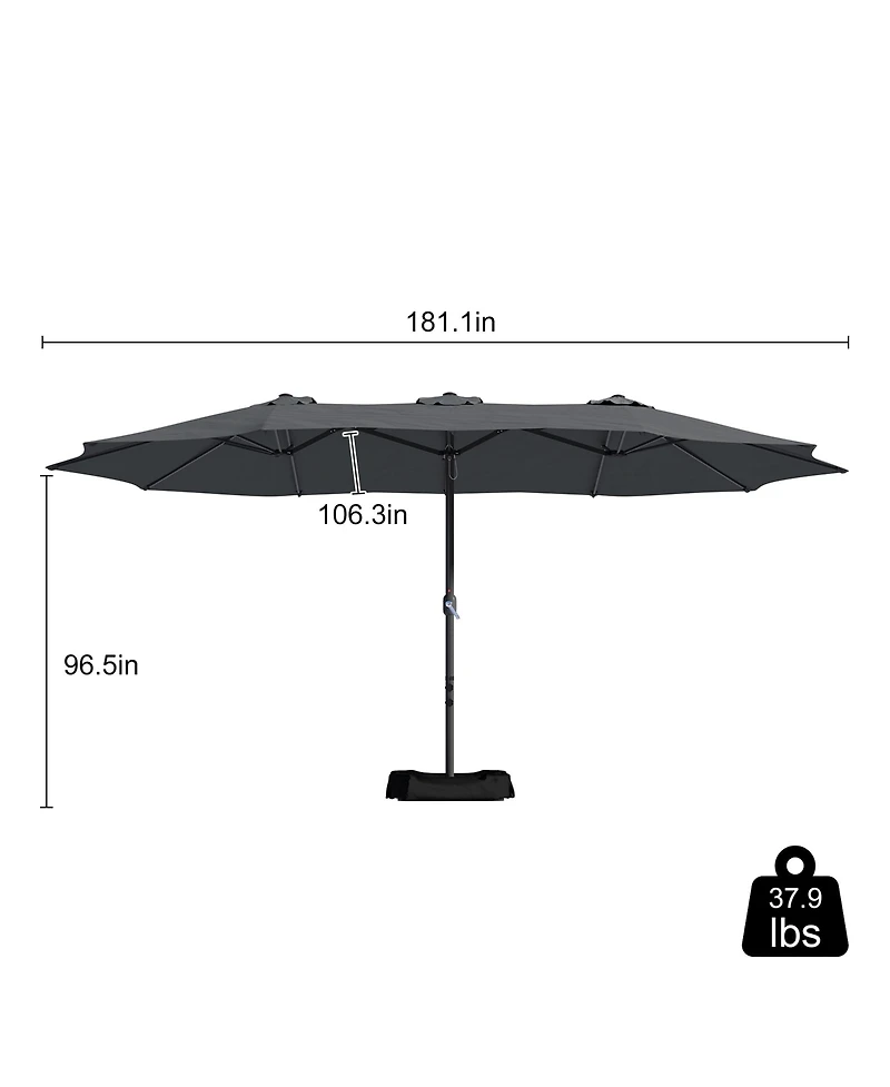 Boyel Living 15 Feet Patio Umbrella with Base Included Outdoor Double-sided Umbrella Extra Large Umbrella for Patio