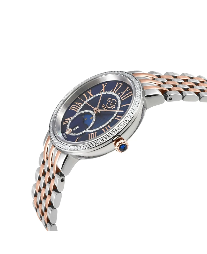GV2 by Gevril Women's Genoa Swiss Quartz Diamond Two tone Iprg/Ss Stainless Steel Bracelet Watch