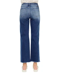 KanCan Essential Women's Mollie High Rise Criss Cross Straight Jeans