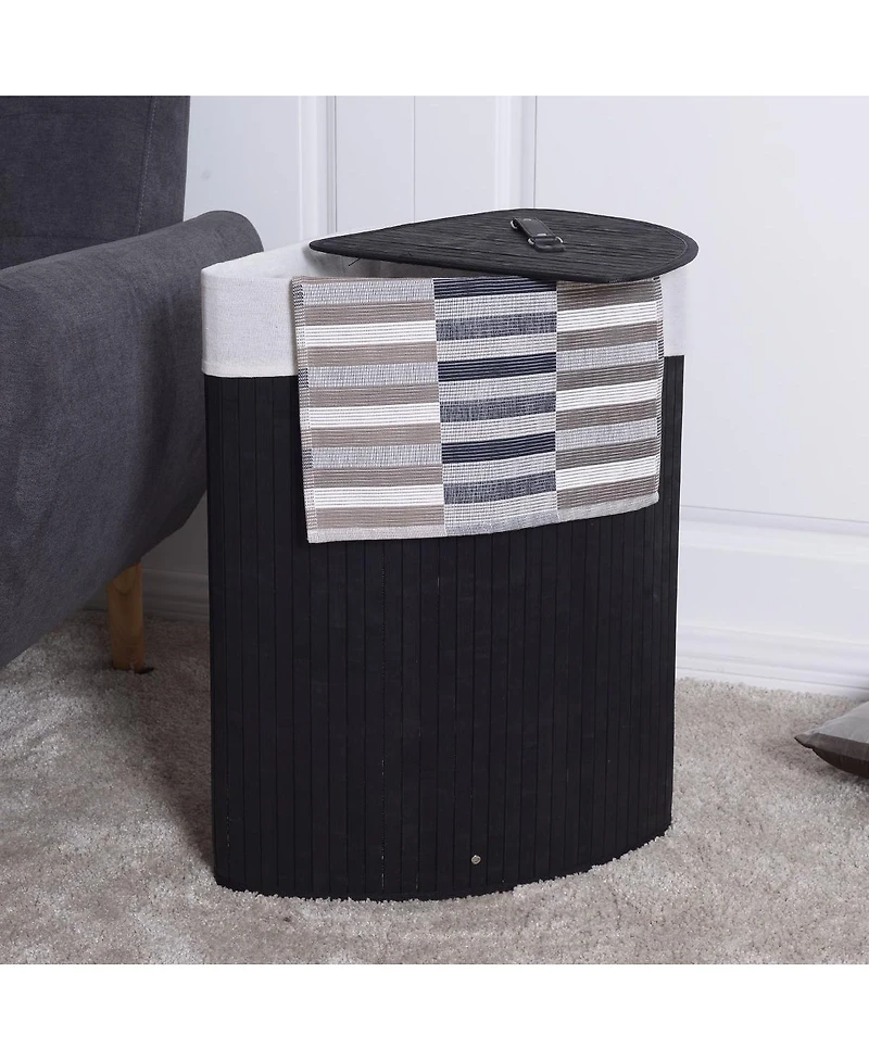 Ecooso Bamboo Laundry Hamper Basket with Lid and Removable Liner Bag