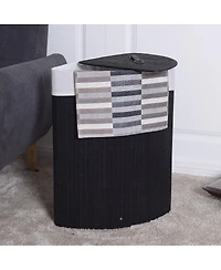 Ecooso Bamboo Laundry Hamper Basket with Lid and Removable Liner Bag