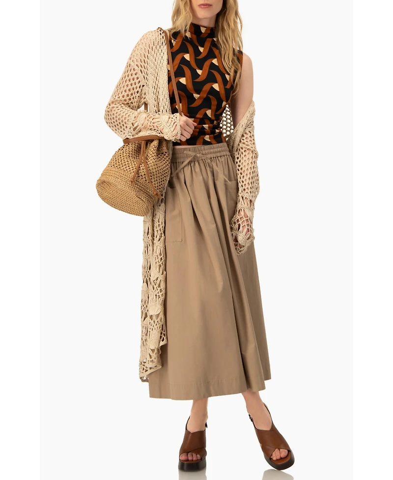 Ivonne Women's Patterned Ruched High Neck Blouse