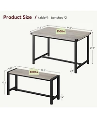 gaomon 3-Piece Dining Set for 4, Rectangular Table with 2 Benches