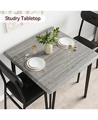 gaomon 3-Piece Square Dining Set for 2, Table with 2 Upholstered Pu Chairs