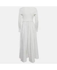 Pre-Owned Zimmermann Women's Rib Knit And Poplin Scoop Neck Long Dress