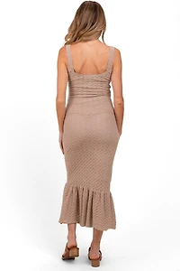 Pinkblush Women's Crochet Knit Front Tie Maternity Midi Dress