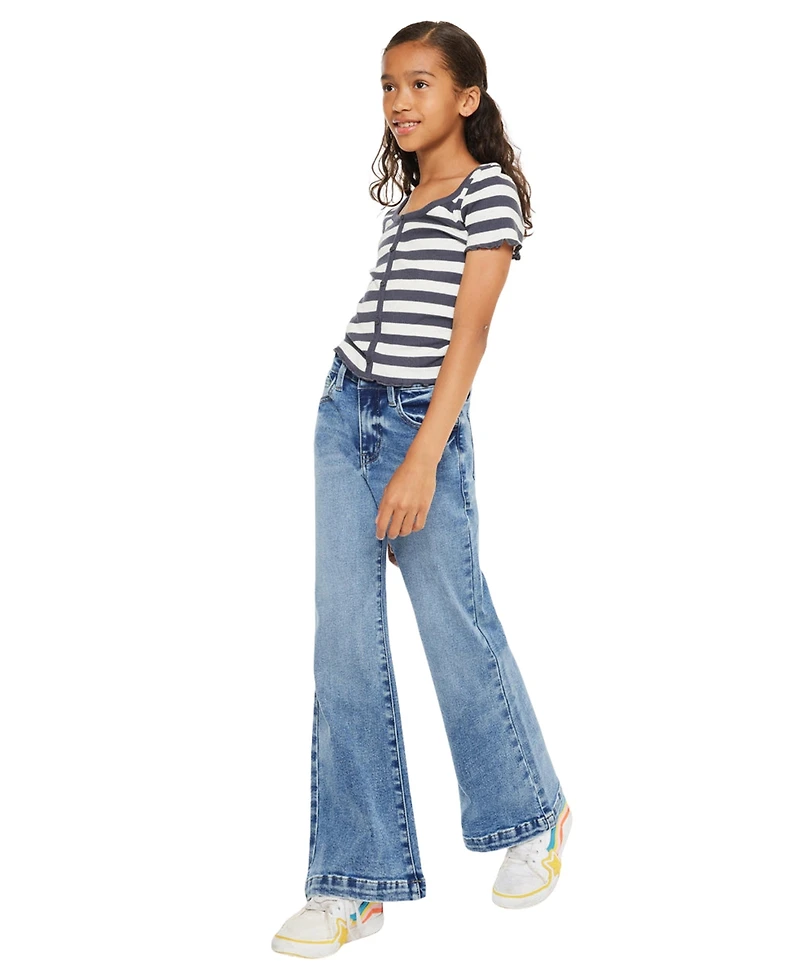 KanCan Big Girls Glen High Rise Wide Flare Jeans