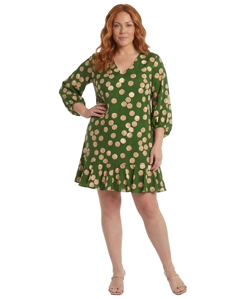 London Times Plus Balloon-Sleeve Shift Dress