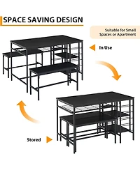 gaomon 3-Piece Dining Set for 4, Table with 2 Benches