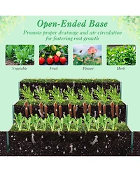 Sugift Heavy-Duty Metal Outdoor 3-Tier Raised Garden Bed Planter Box