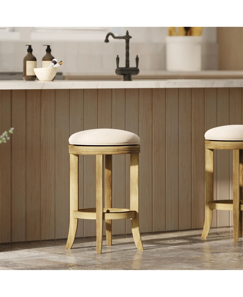 Clihome 1Piece Counter Height Swivel Bar Stool Backless Wooden