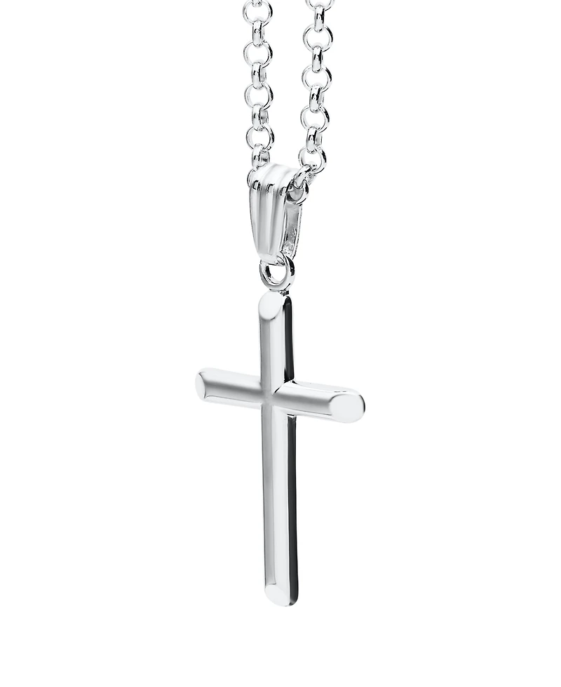 Macy's Kids' Domed Cross Pendant Necklace in Sterling Silver