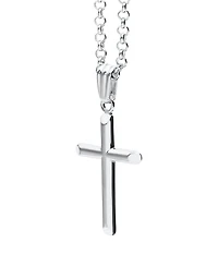 Macy's Kids' Domed Cross Pendant Necklace in Sterling Silver