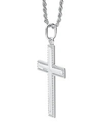 Macy's Beaded Edge Cross Pendant Necklace in Sterling Silver