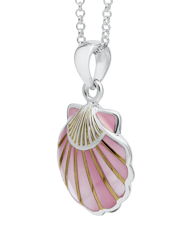Macy's Pink Pearl Scallop Pendant Necklace in Sterling Silver