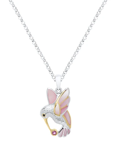 Macy's Mother of Pearl Hummingbird Pendant Necklace in Sterling Silver