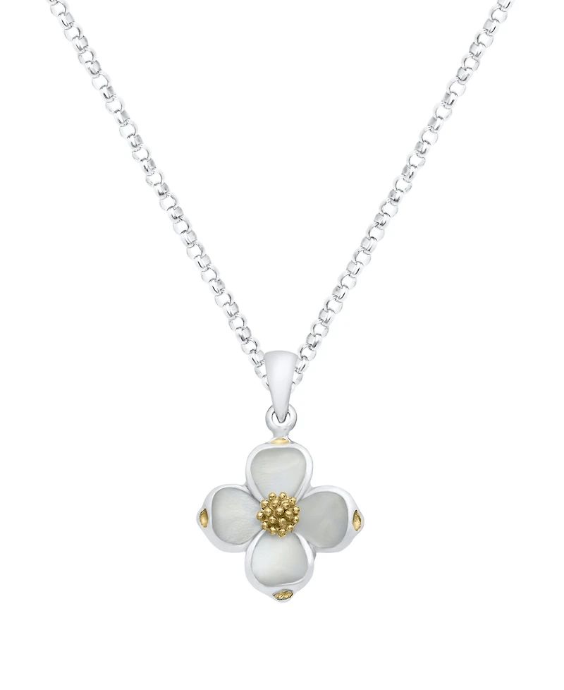 Macy's White Pearl Dogwood Pendant Necklace in Sterling Silver