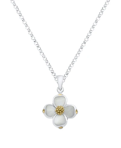 Macy's White Pearl Dogwood Pendant Necklace in Sterling Silver