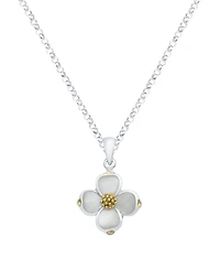 Macy's White Pearl Dogwood Pendant Necklace in Sterling Silver