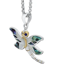 Macy's Abalone & Pearl Dragonfly Pendant Necklace in Sterling Silver