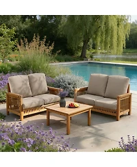 Pellebant 22 x 21 3.5 inches Patio Premium Fabric Outdoor Seat Cushions Set (Seat and Back)