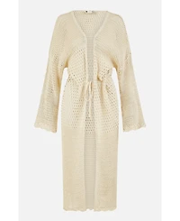 Yumi Women's Crochet Long Line Cardigan