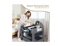 Kinder King Baby 4-in-1 Portable Playard with Bassinet, Changing Table and Canopy