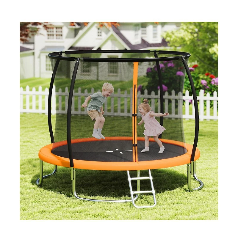 Ruie Outdoor Recreational Trampoline with Safety Enclosure Net Ladder