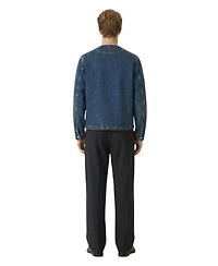 Modenaire Men's Denim Zip-Front Collarless Jacket