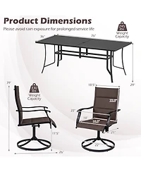 Costway 9 Piece Outdoor Dining Set, 76" Rectangular Patio Table with Umbrella Hole for Balcony