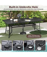 Costway 9 Piece Outdoor Dining Set, 76" Rectangular Patio Table with Umbrella Hole for Balcony