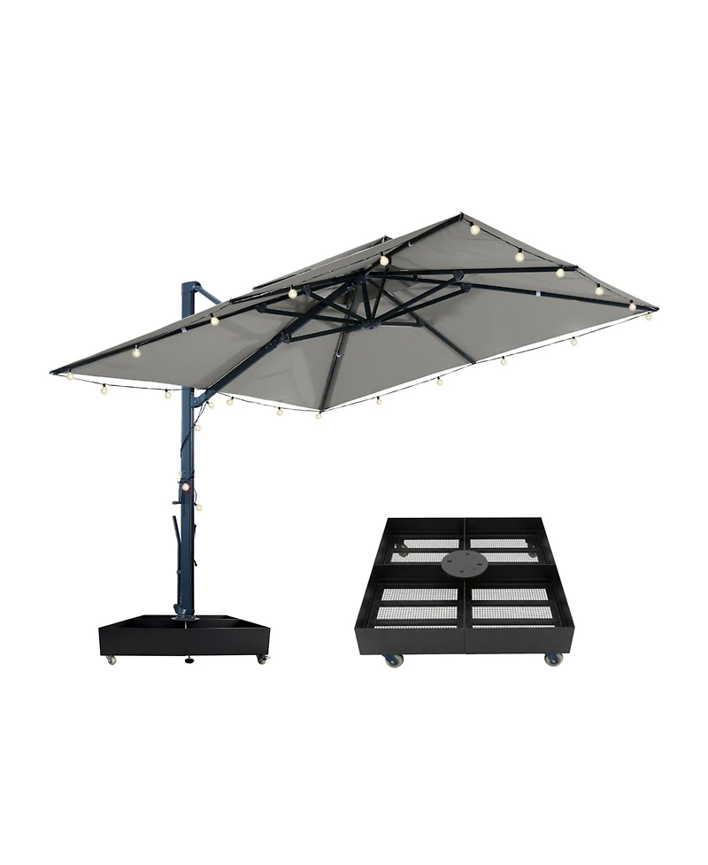 Mondawe Cantilever Patio Umbrella with Diy Drape Hook and Base