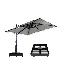 Mondawe Cantilever Patio Umbrella with Diy Drape Hook and Base