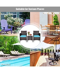 Clihome 3 Pieces Ergonomic Wicker Patio Conversation Set with Cushions