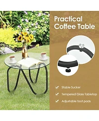 Clihome 3 Pieces Patio Rattan Furniture Set with 2 Wicker Chairs and Glass Side Table