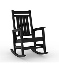 gaomon Oversized Hdpe Outdoor Rocking Chair, All Weather Poly Plastic High Back Porch Rocker