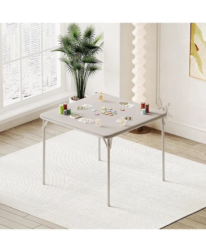 gaomon 33.6" Square Folding Table With Pu Soft Cushion Top, Portable Heavy-Duty Metal Frame