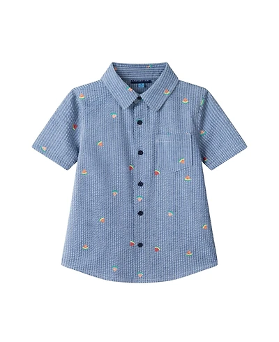 Andy & Evan Little Boys Watermelon Seersucker Buttondown Shirt