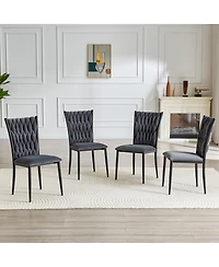 Streamdale Furniture Velvet Tufted Dining Chair with Metal Legs
