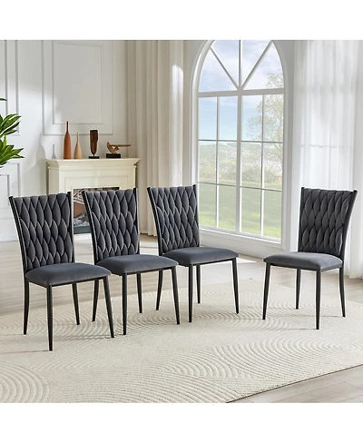Streamdale Furniture Velvet Tufted Dining Chair with Metal Legs