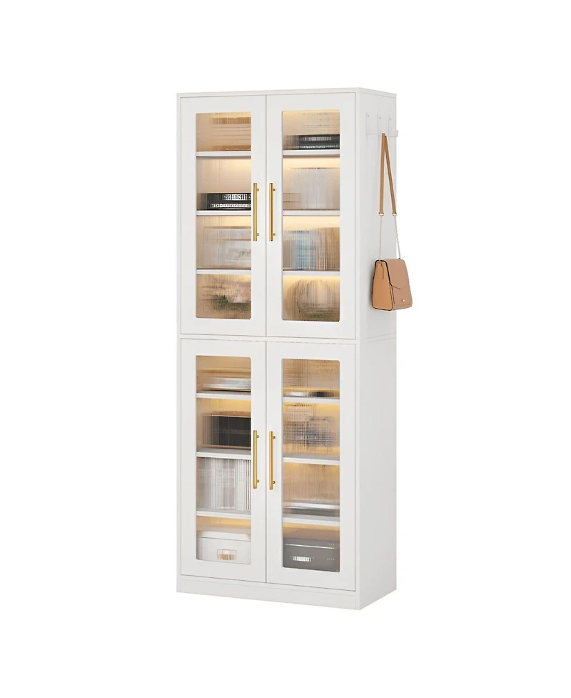 Slickblue 8 Tier Bookcase with Acrylic Doors and Led Lighting
