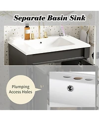 Phying 24 Inch Single Sink Bathroom Vanity Modern 2 Tier Storage Cabinet with Top Sink and Large Capacity Storage Shelves