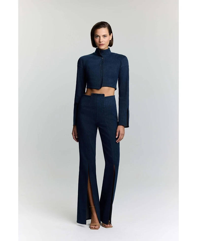 Jendue Women's Sublime Denim Jean - High-Waisted Flared with Slits