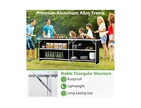 Boyel Living Aluminum Portable Picnic Table with 2-Tier Open Shelves and Spacious Tabletop