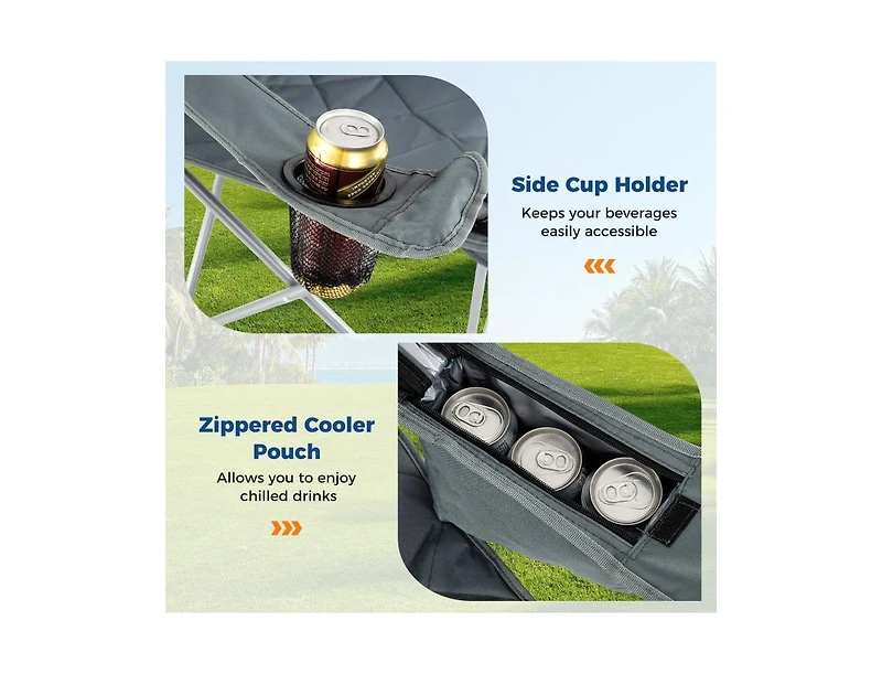 Boyel Living Oversized Camping Chairs Outdoor Folding Chair with Cooler Pouch and Cup Holder