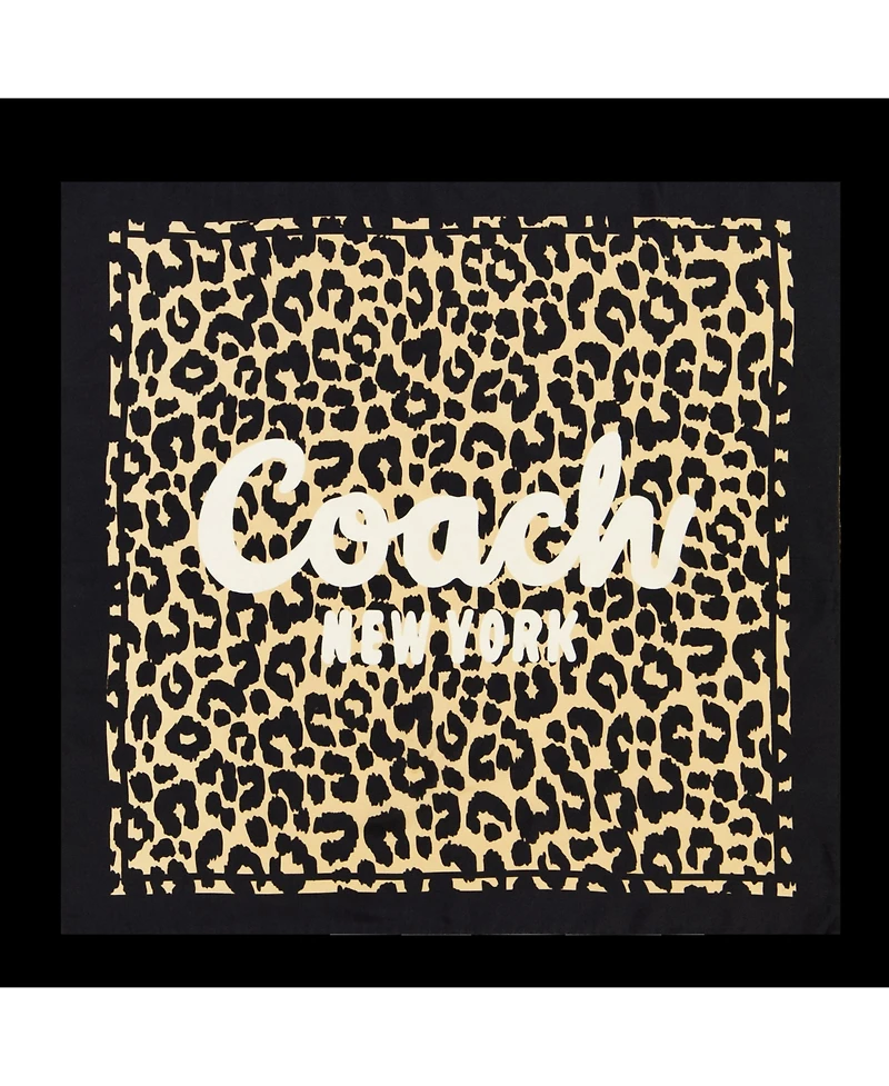 Coach Women's Script Leopard Print Silk Bandana Scarf