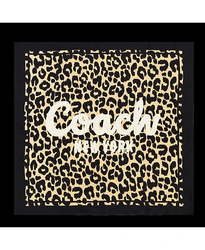 Coach Women's Script Leopard Print Silk Bandana Scarf