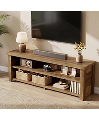 Tribesigns Farmhouse Media Console Entertainment Center with Storage, 2-Tier Television Stand